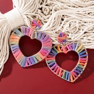 Beautiful Heart Shape Straw Earrings